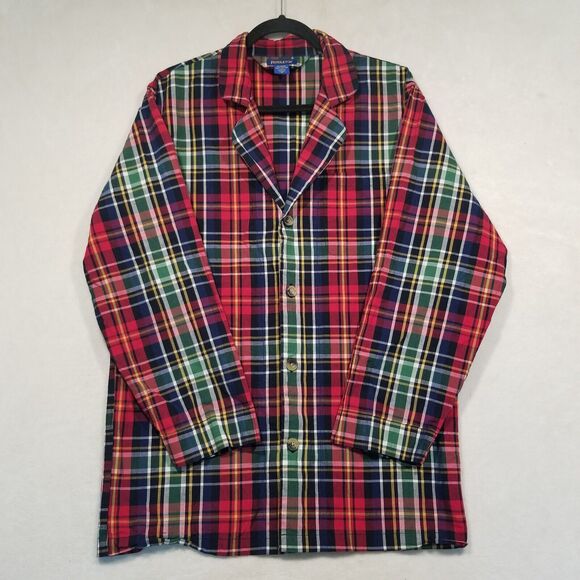 Pendleton Small Pajama Top Plaid Red Tartan Long Line Button Front Classic Sleep - Picture 1 of 7